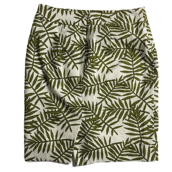 ANN TAYLOR Petite Green Palm Leaf Basket Weave Skirt - Size 00 - Picture 2 of 10